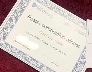 Natalie Wallis - best poster prize certificate